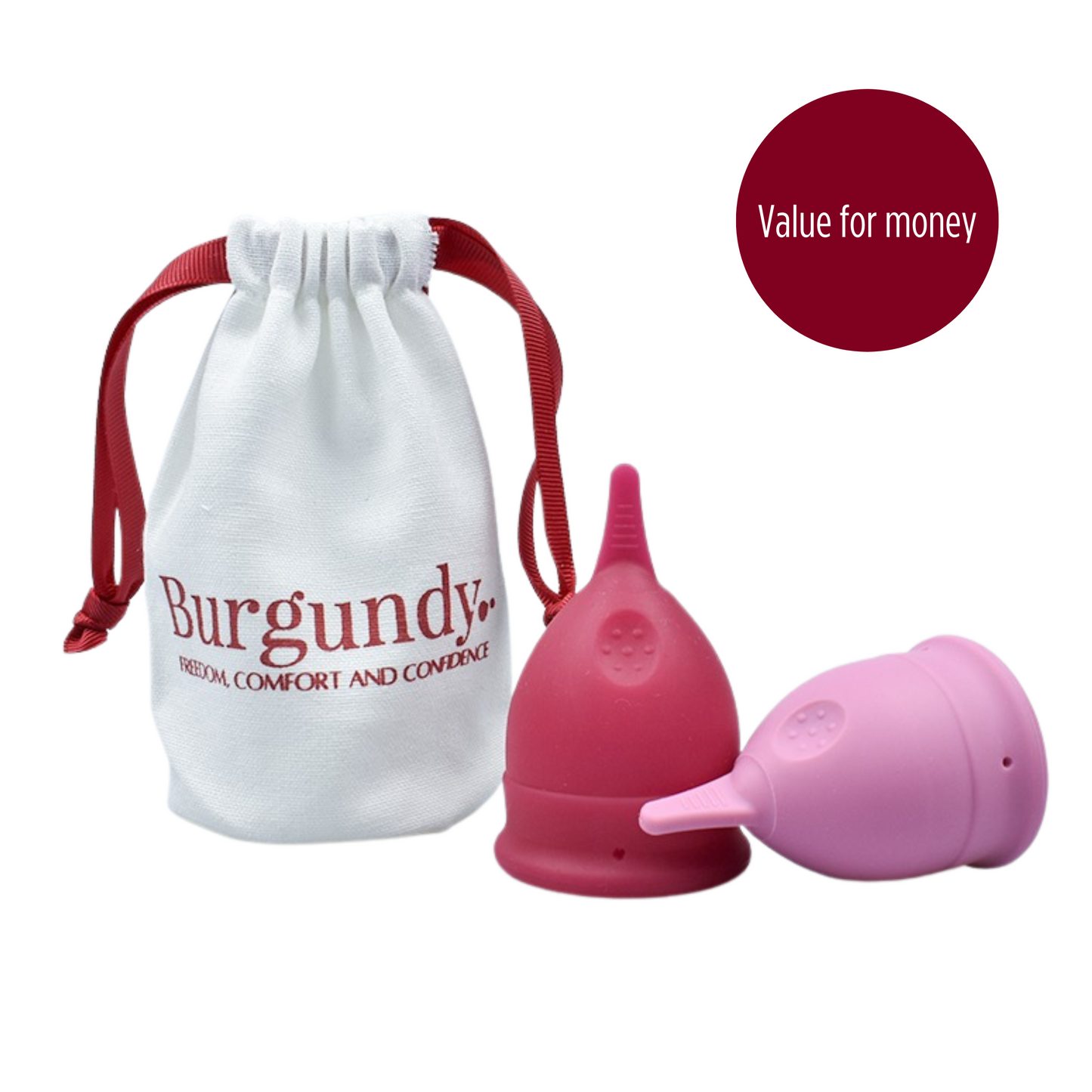 Burgundy Menstrual Cup - Duo Kit - Set of 2 (Small and Regular Sizes)